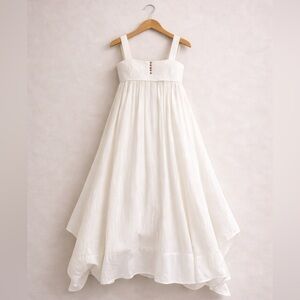 PILCRO Anthropologie White Empire Waist Maxi Dress Lined Adjustable Straps